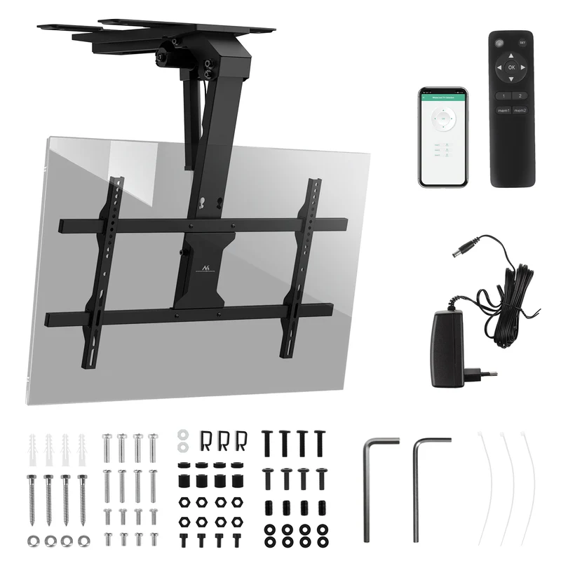 Maclean electric TV mount, ceiling mount, Tuya support, max. VESA 800x400, for TV 43-86", max. 45kg, MC-110 T