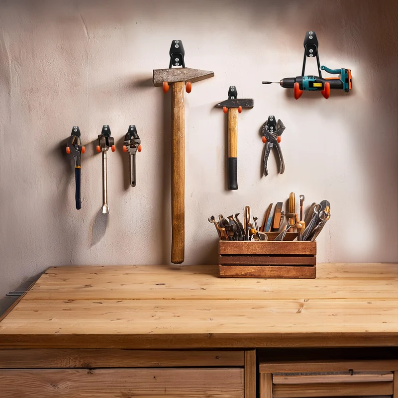 Maclean wall mount for the garage, for tires, gardening tools, ladders, and hoses. Steel, max. load 70 kg, MC-442, 3 pieces