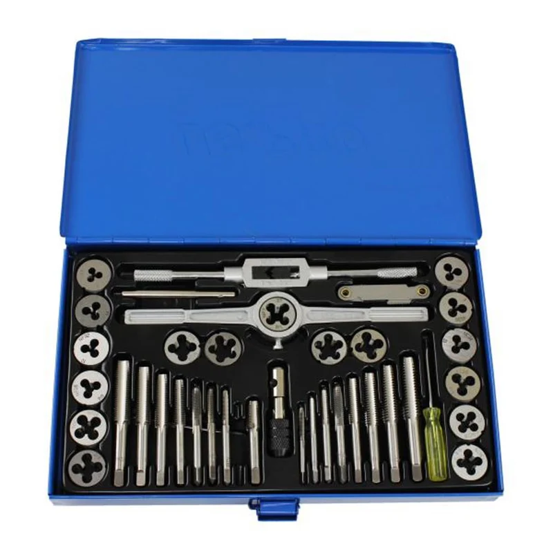 US PRO 2620 Metrisches Gewindeschneider-Set aus legiertem Stahl, M3-M12, Blau, 40-teilig