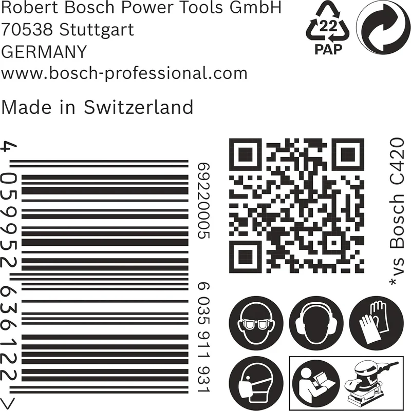 Bosch 50x EXPERT C470 Schleifpapier mit 8 Löchern (für Farbe auf Holz, Hartholz, Ø 80x133 mm, Körnun