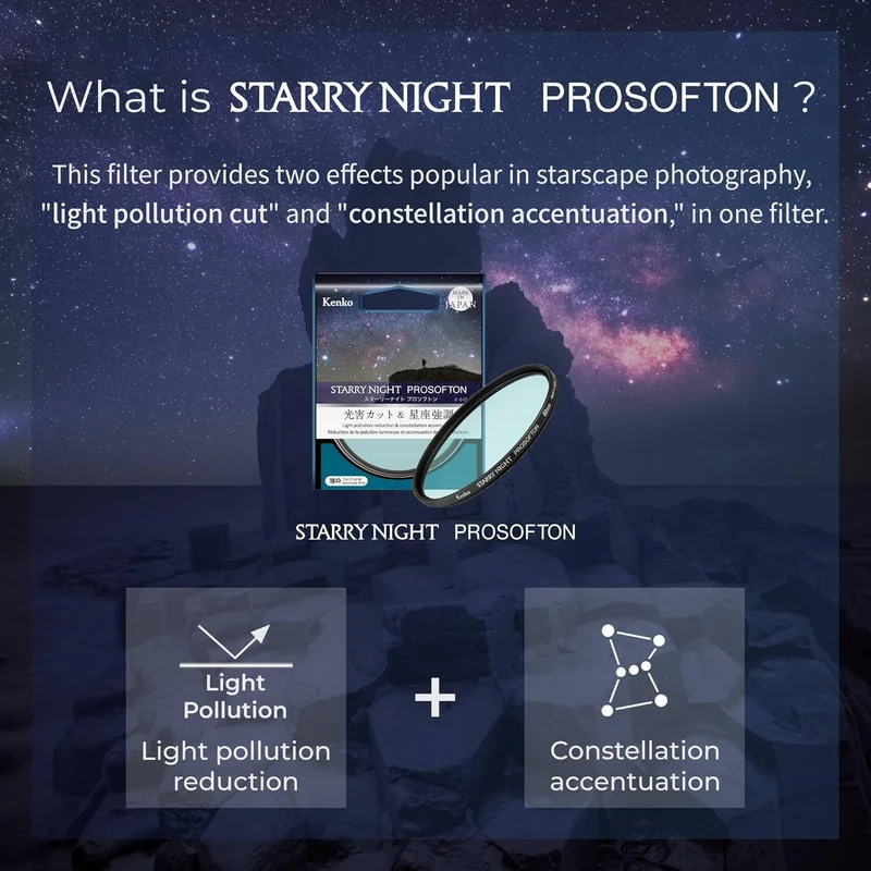 Kenko Effektfilter Starry Night Prosofton φ62mm, Reduzierung der Lichtverschmutzung & weicher Effekt
