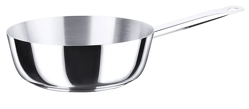 Edelstahl Sauteuse Ø 16-24 cm mit gerade auslaufendem Rand mit Rohrgriff