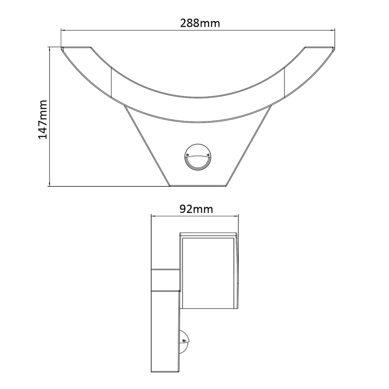 Maclean LED Motion Sensor Light, Infrared Motion Sensor, Black, 10W, IP54, 800 lm, MCE290 B, 2 pieces