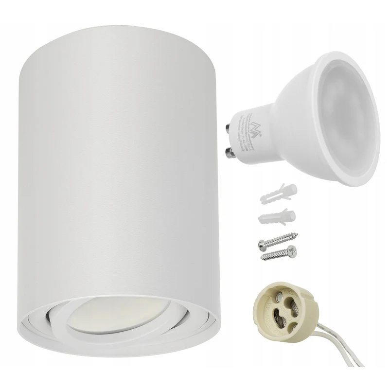 Maclean round plafond white MCE422 + LED bulb GU10 5W 4000K