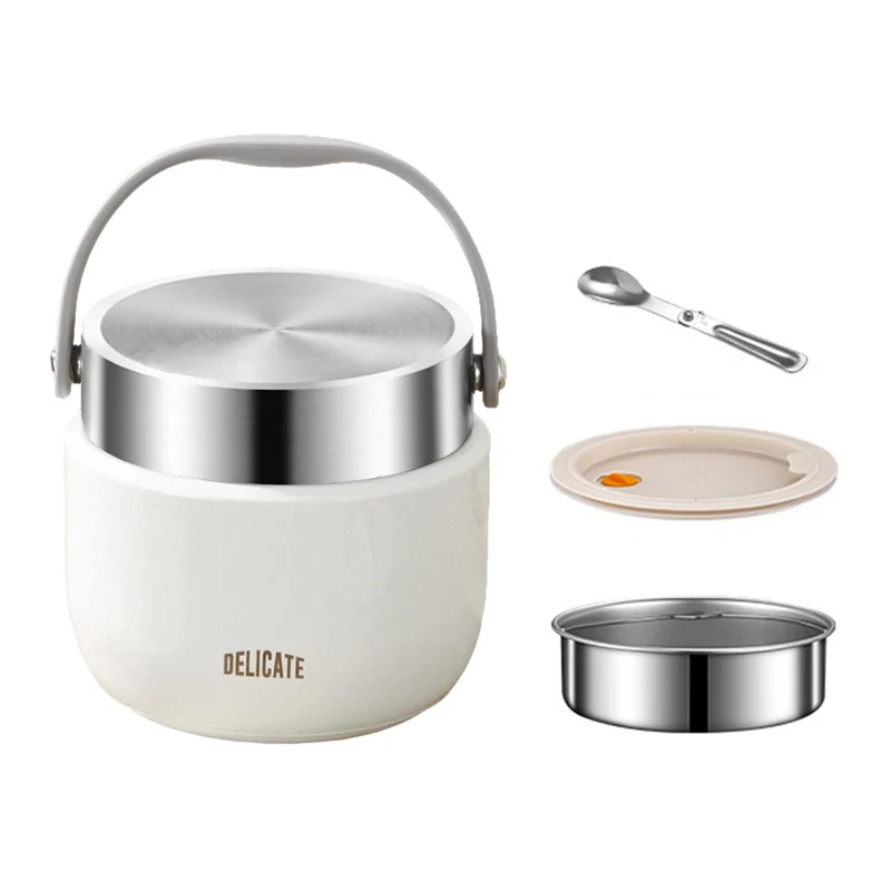 1200ml Thermobehälter für warme Lebensmittel, Thermo-Essenbehälter aus Edelstahl mit Griff, Thermos