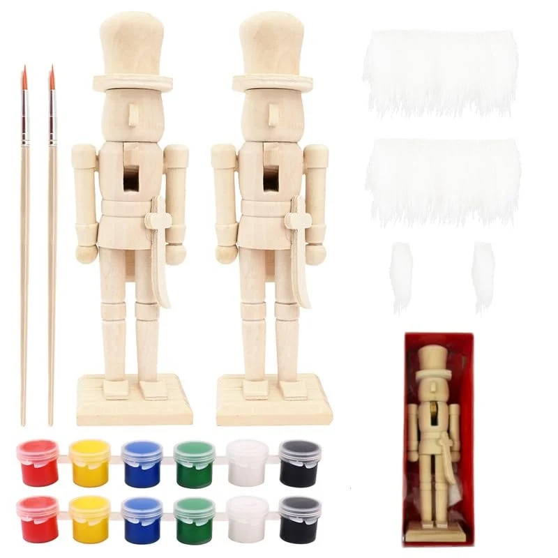 2 Stücke 18cm Weihnachten Nussknacker Soldat aus Holz Weihnachten Unbemalte Rohling Nussbaumsoldat U