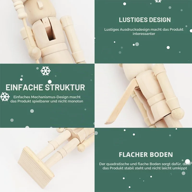 2 Stücke 18cm Weihnachten Nussknacker Soldat aus Holz Weihnachten Unbemalte Rohling Nussbaumsoldat U