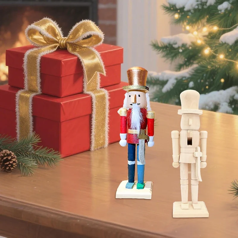 2 Stücke 18cm Weihnachten Nussknacker Soldat aus Holz Weihnachten Unbemalte Rohling Nussbaumsoldat U