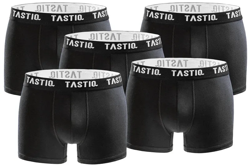 TASTIQ | Herren Boxershorts 5er Pack | Boxer Briefs aus Baumwolle All Black - Grösse M