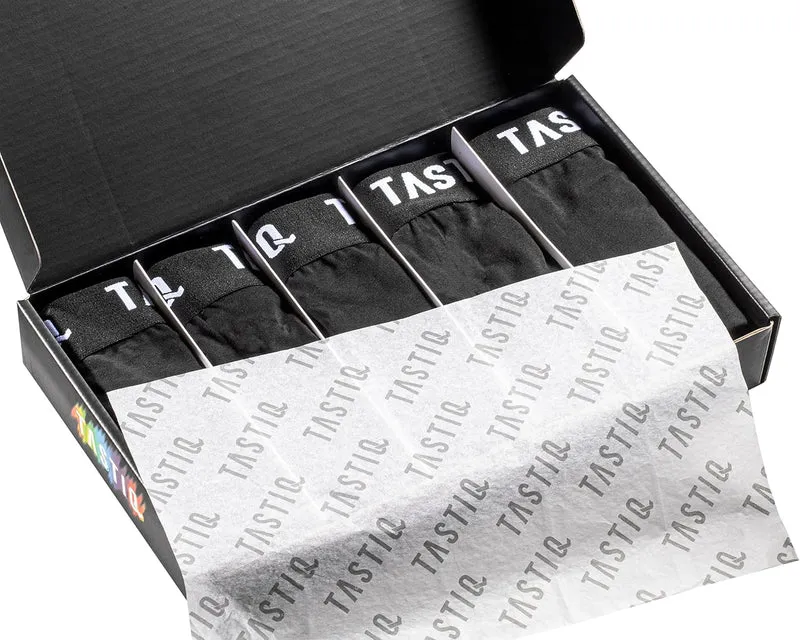 TASTIQ | Herren Boxershorts 5er Pack | Boxer Briefs aus Baumwolle All Black - Grösse M