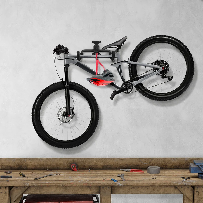 Maclean Horizontal Wall-Mounted Bike Rack, Steel, Max. Load 30 kg, MC-484, 3 pieces