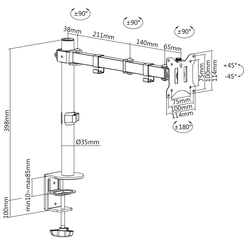 Maclean MC-883 swivel desk laptop mount for laptops between 10 and 15.6 inches