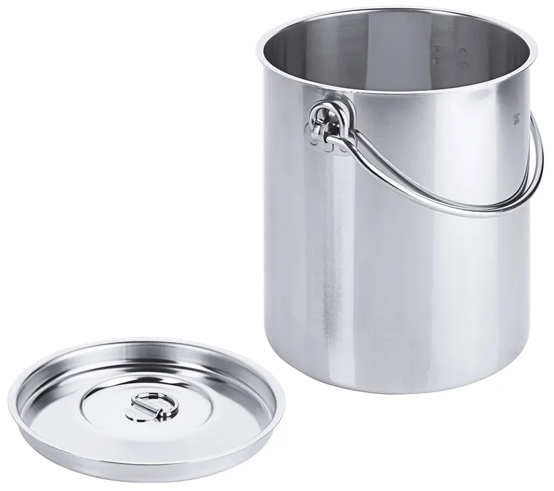 Edelstahl Eimer zylindrisch 2 bis 10 Liter mit Deckel mit oder ohne Bodenreifen