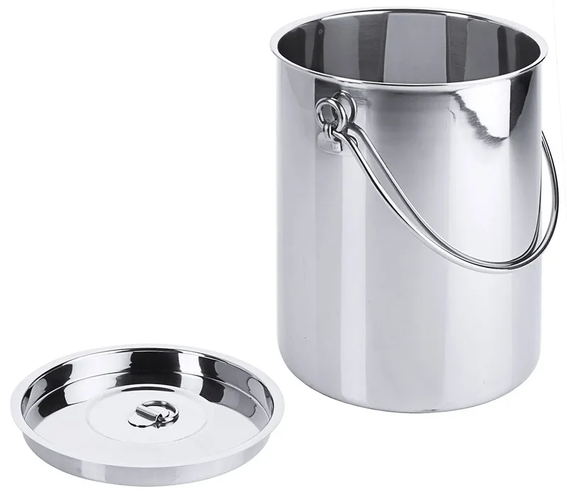 Edelstahl Eimer zylindrisch 2 bis 10 Liter mit Deckel mit oder ohne Bodenreifen