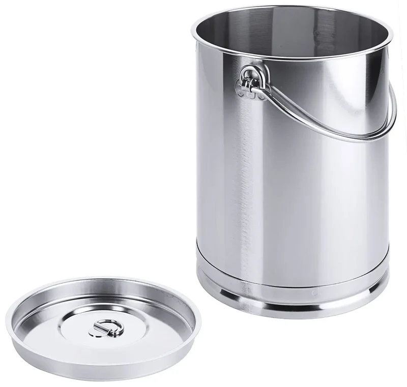 Edelstahl Eimer zylindrisch 2 bis 10 Liter mit Deckel mit oder ohne Bodenreifen