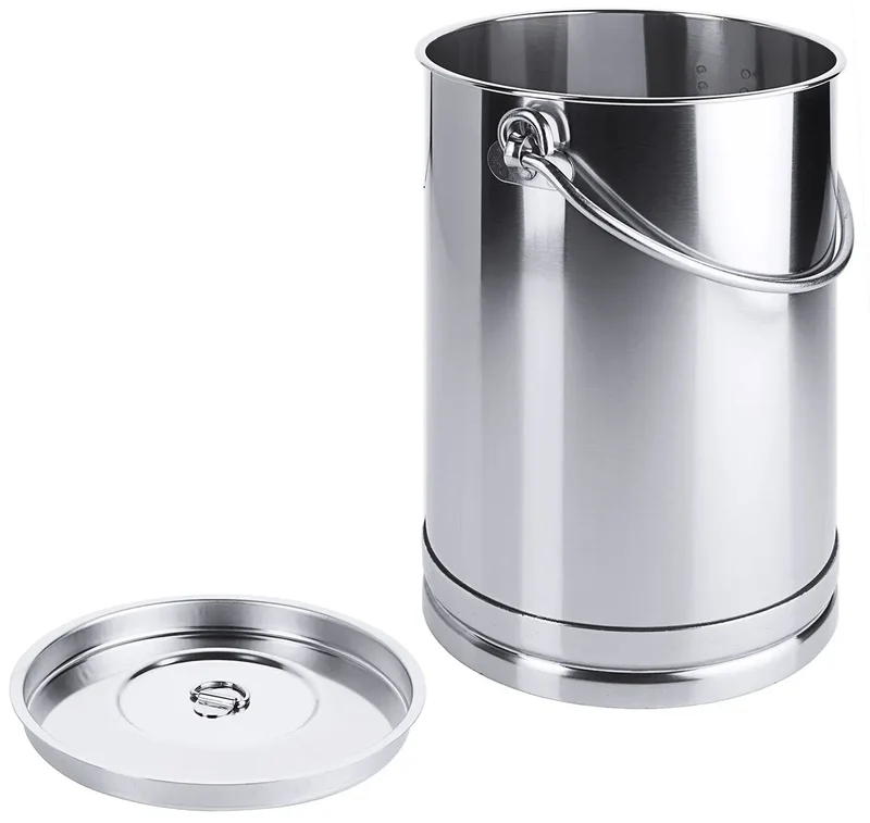 Edelstahl Eimer zylindrisch 2 bis 10 Liter mit Deckel mit oder ohne Bodenreifen