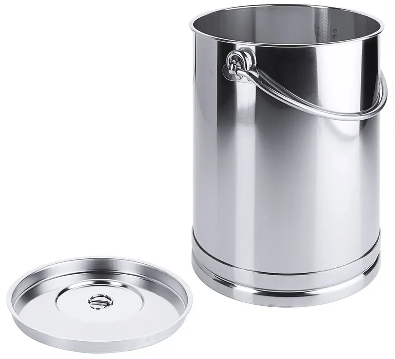 Edelstahl Eimer zylindrisch 2 bis 10 Liter mit Deckel mit oder ohne Bodenreifen