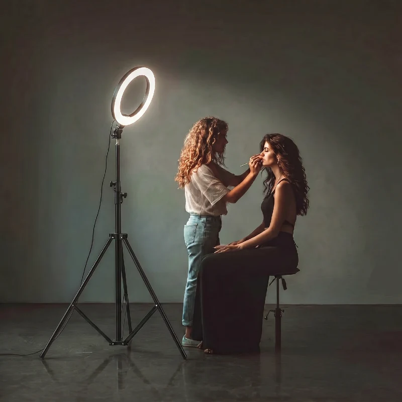Maclean MC-163 Stand for 12" LED Ring Light, Adjustable Height 62-190cm, Lighting Stand, Lamp Stand, 3kg Load Capacity, Light Stand