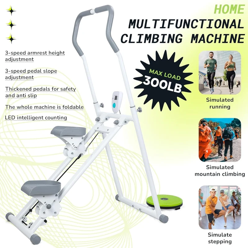 ohfruit [Neues Upgrade] Treppensteiger für Heim-Fitnessübungen – Faltbare StairMaster, vertikale Kle