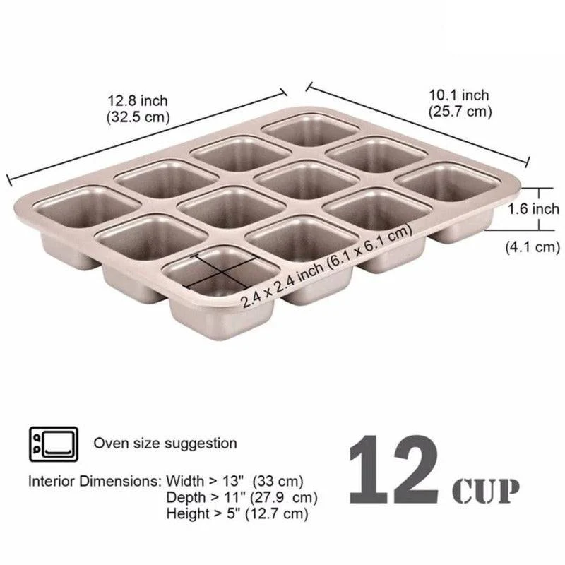 Brownie Cake Tray 12 Cavity Non-Stick