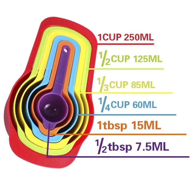 Measuring Cup Spoons Set 6 Pcs Plastic