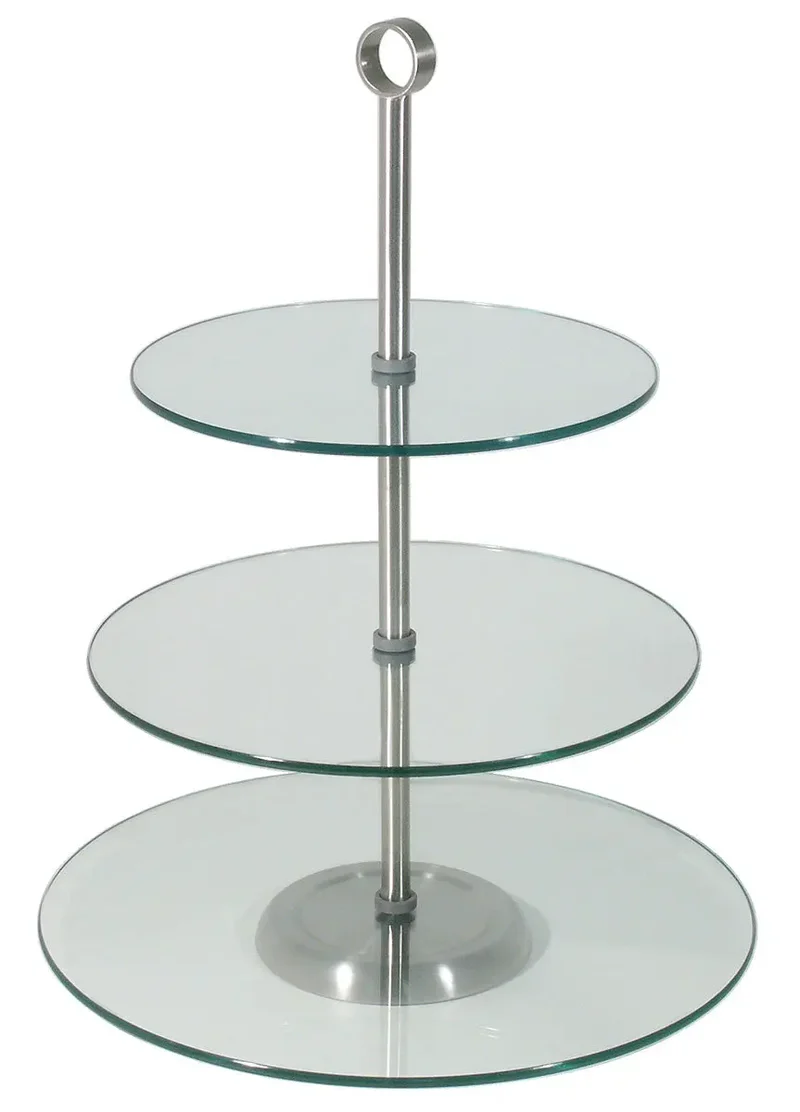 Glas-Etagere 2 oder 3-stufig mit flache gehärtete Glasscheiben