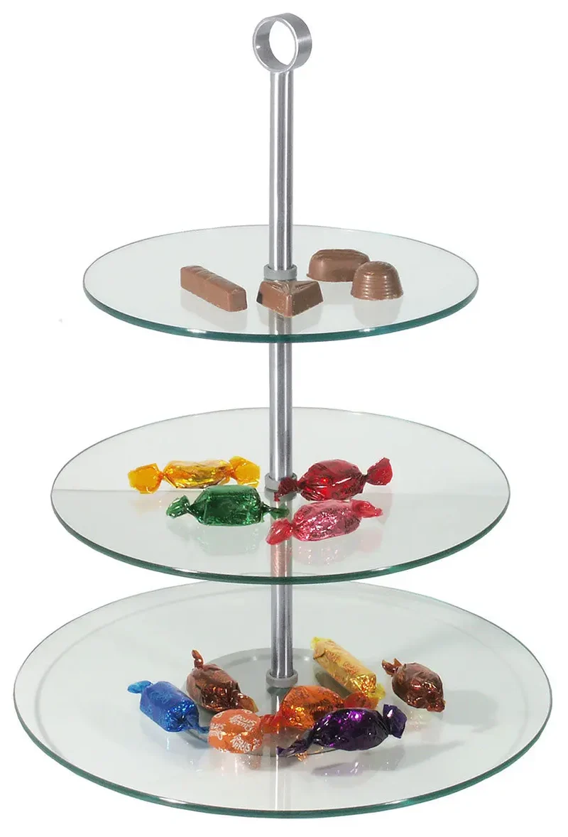 Glas-Etagere 2 oder 3-stufig mit flache gehärtete Glasscheiben
