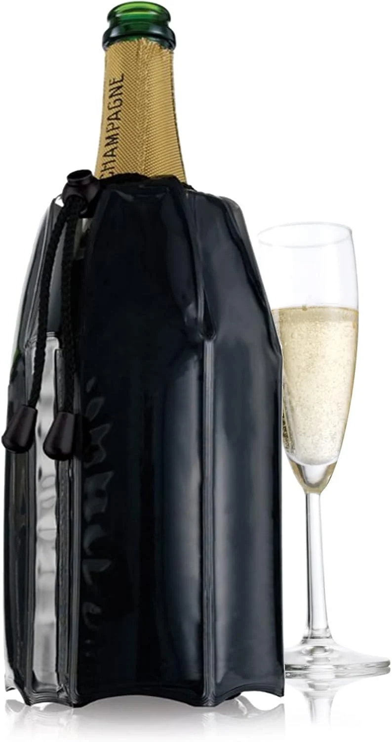 Vacu Vin Flexibler Champagnerkühler - Wiederverwendbar - Schwarz - Champagnerkühler Manschette für S