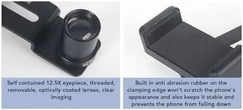 Mikroskop-Objektiv-Smartphone-Adapter, Mikroskop-Handy-Kamera-Adapter, Eingebautes 12,5-faches Mikro