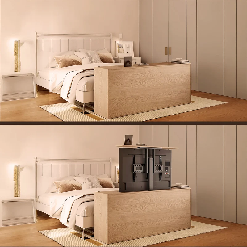 Maclean MC-866T Smart Motorized Electric TV Lift TUYA Mobile App Floor Mount Bracket Alexa Google Home 37''-80'' 60kg Cabinet VESA (EU plug)