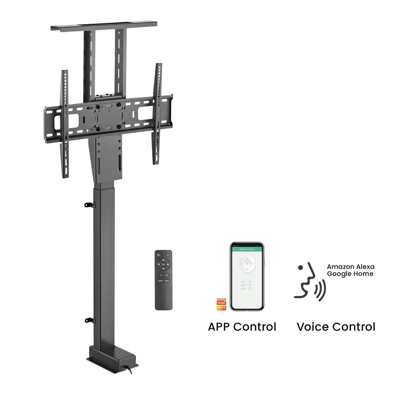 Maclean, TUYA, 37''-80''' Electric Extension TV Mount, VESA 600x400, max 60kg, MC-866T + HDMI 2.0 4K 3D UHD 1.8m CABLE 48 bit Copper