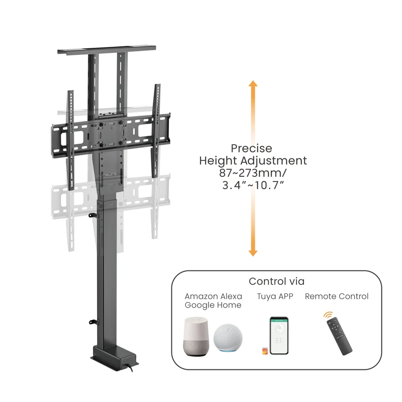 Maclean, TUYA, 37''-80''' Electric Extension TV Mount, VESA 600x400, max 60kg, MC-866T + HDMI 2.0 4K 3D UHD 1.8m CABLE 48 bit Copper