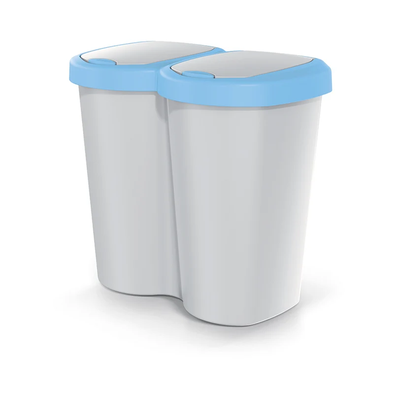 Compacta B Duo trash garbage can, blue/ash, 40L capacity, one compartment, two lids, wall-mounted version, NDBS40-2717C_427C