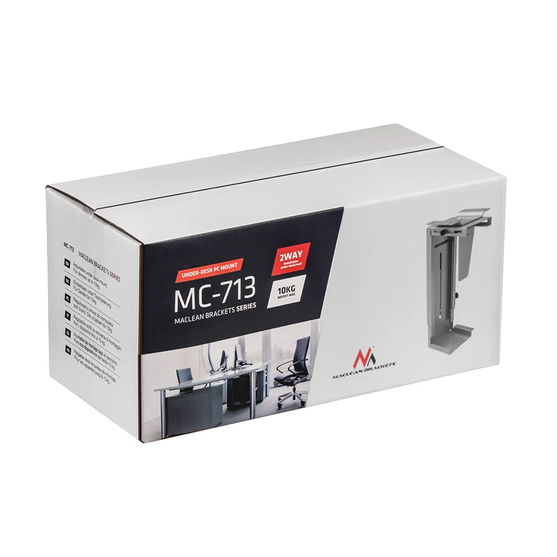 Maclean MC-713S Computer Bracket PC Support Holder Adjustable Width Height Under Table Desk