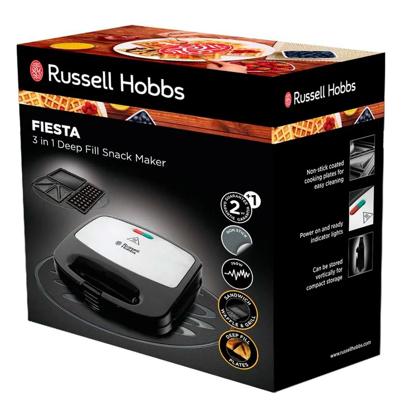 Sandwichera 3 en 1 de placas hondas Russell Hobbs