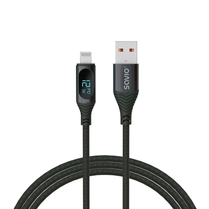 Savio USB to Lightning cable, digital display, length 1m, SAVKABELCL-173