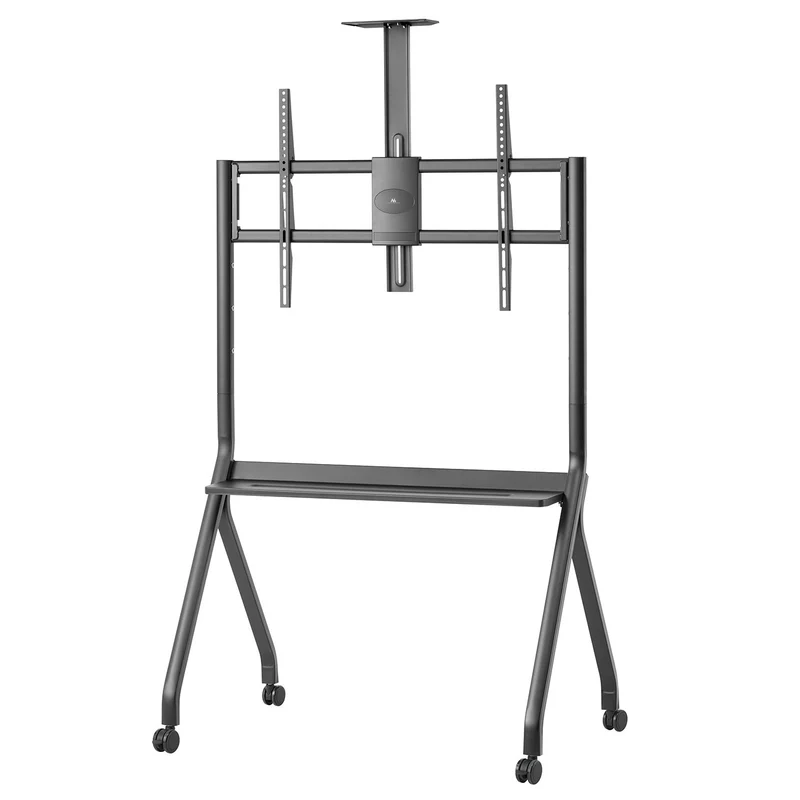 Maclean TV stand / cart, camera shelf, on casters, 55-100", max load 120kg/10kg shelf, max. VESA 900x600, black, MC-114 B