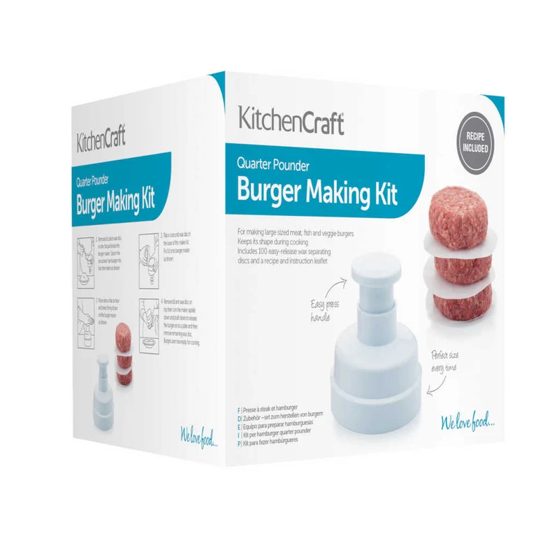 Prensa para hamburgesas con 100 discos BlueCard KitchenCraft
