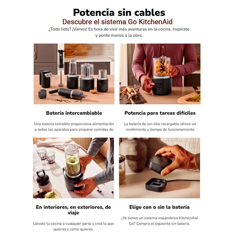 Batidora de mano inalámbrica Go 12V con accesorios KitchenAid