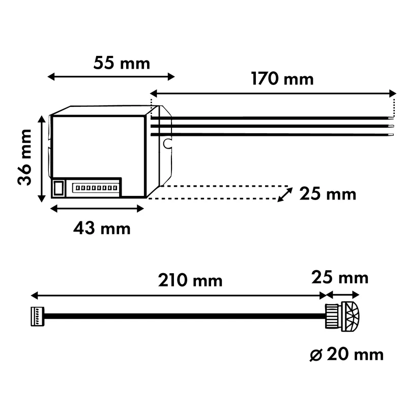 Maclean PIR motion sensor, with external sensor,12-24V DC, 360°, MCE32 V