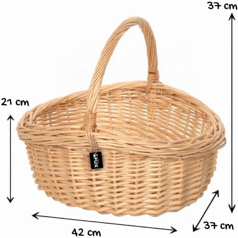 Handkorb Weide oval gross geflochten Allzweckkorb Einkaufskorb 42x37cm