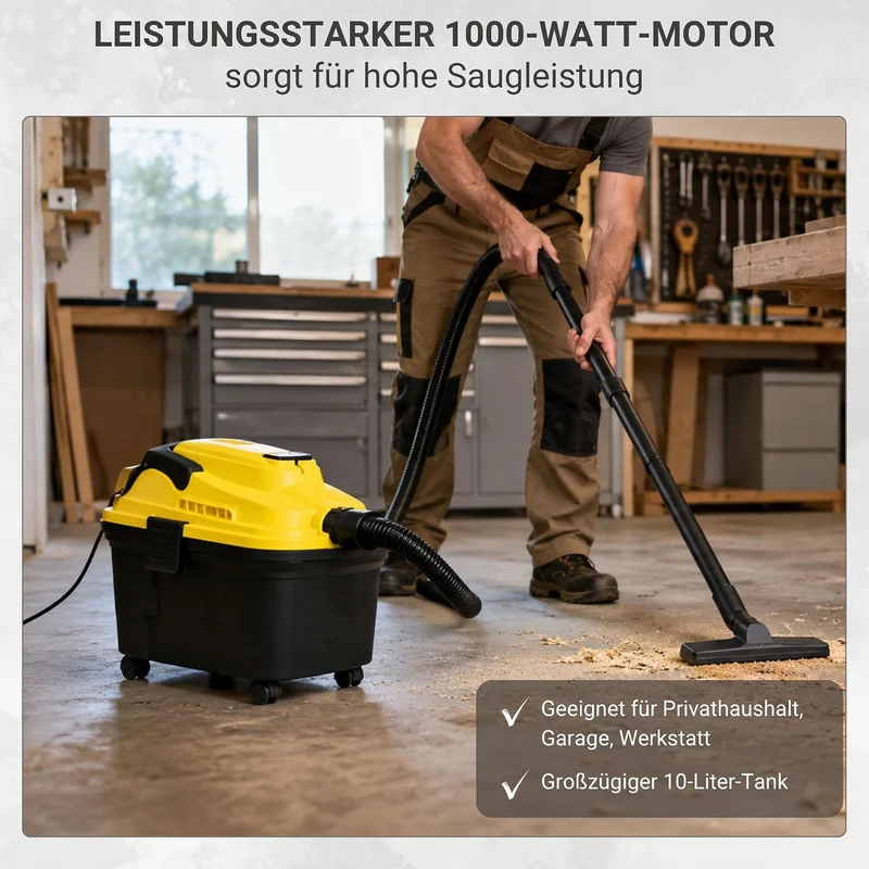 Syntrox Germany 10 Liter Staubsauger Industriesauger Nass und Trockensauger mit Ablassventil