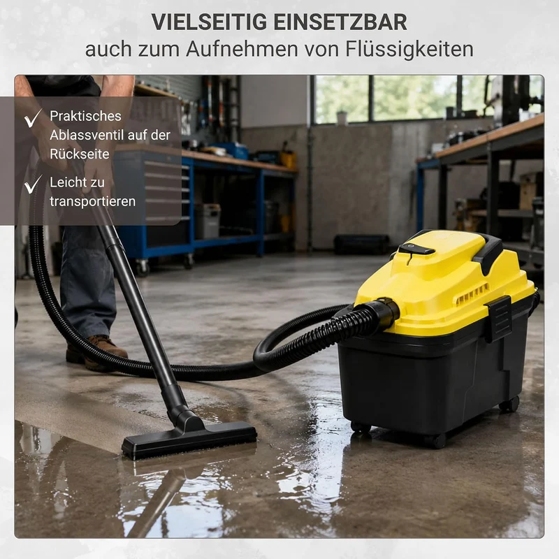 Syntrox Germany 10 Liter Staubsauger Industriesauger Nass und Trockensauger mit Ablassventil