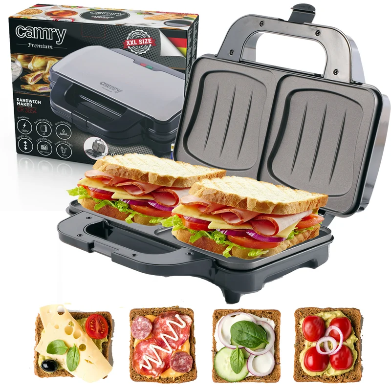 Camry sandwich maker, for 2 sandwiches, maximum power 1300W, non-stick coating, CR 3054