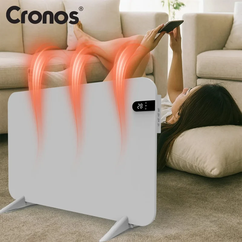 Cronos electric heater, white, 450W power, heats rooms up to 14m2, built-in thermostat, remote control, open window detection function, legs included, WFH-450TW