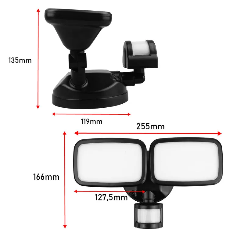 Maclean LED wall lamp, with PIR sensor, 20W, 1500lm, IP65, neutral white 4000K, black, MCE524 B