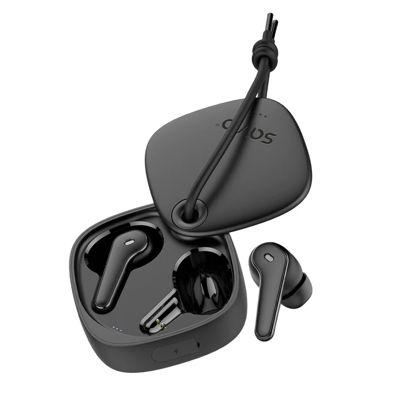 Savio Wireless Headphones, Bluetooth 5.3, ENC, USB-C, black, SAVSLTWS-11