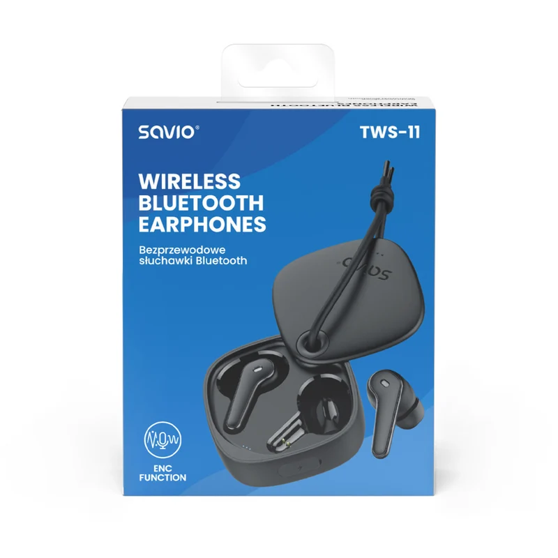 Savio Wireless Headphones, Bluetooth 5.3, ENC, USB-C, black, SAVSLTWS-11