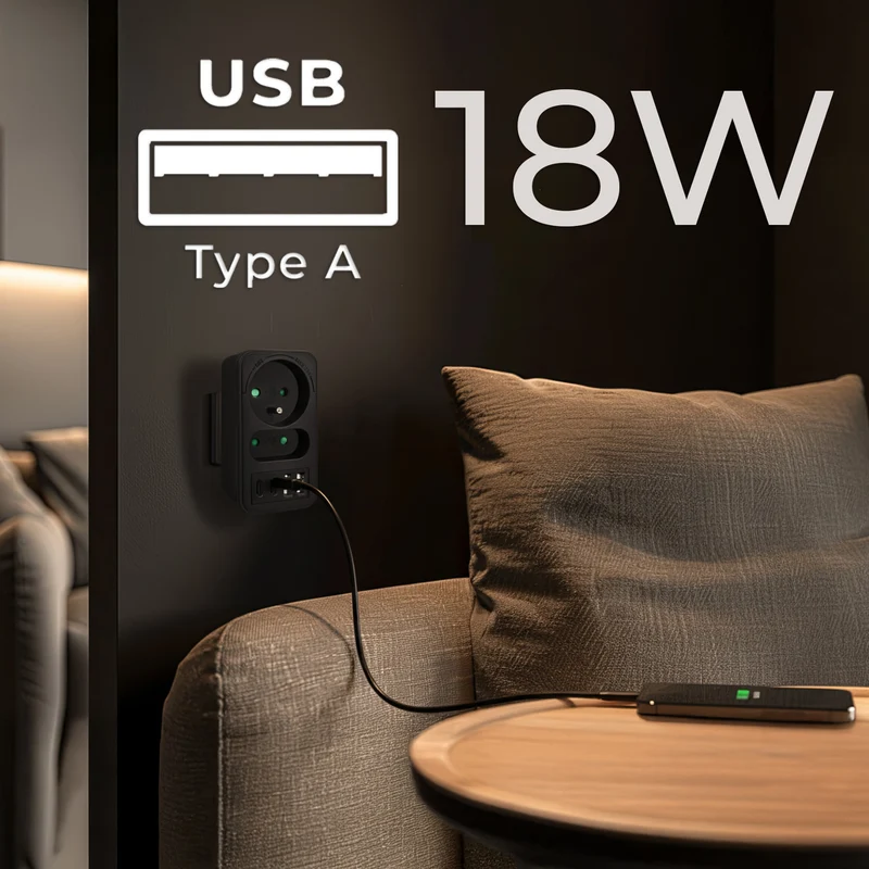 Current socket x2 + 4xUSB Maclean, splitter with 2 sockets, 2xUSB A, 2xUSB C PD 20W, 1x16A + 1x6A, MCE249 F/B, 2 pieces