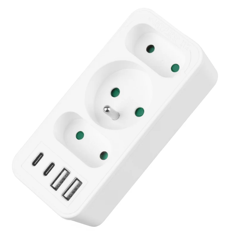Current socket x3 + 4xUSB Maclean, splitter with 3 sockets, 2xUSB A, 2xUSB C PD 20W, 1x16A + 2x6A, MCE248 F/W, 2 pieces